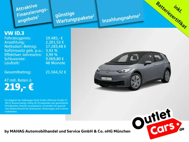 Volkswagen ID.3 Pro 107 KW CCS LED Navi ParkPilot RearView App
