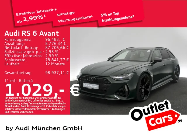 Audi RS6 Avant Dynamik/StdHzg/Pano/280KmH/B&O/HuD/Luftfed./Sport-AGA/Matrix/Virtual+
