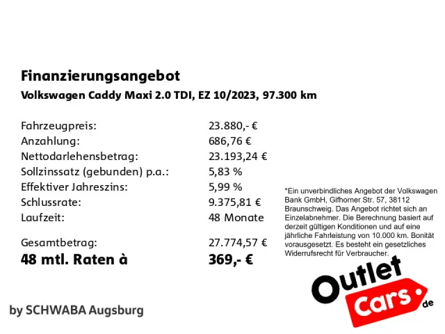 Volkswagen Caddy Maxi Cargo 2.0 TDI DSG *Langer-Radstand*