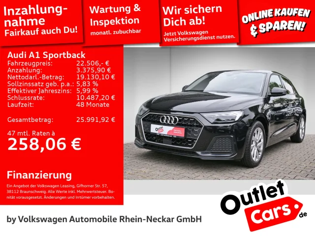 Audi A1 Sportback Advanced S-tronic LED PDC Virtual Navi Plus Uvm