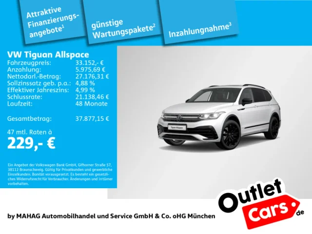 Volkswagen Tiguan Allspace R-Line 4Motion 2.0 TSI 7-Sitzer AHK IQ.Light IQ.Drive Navi Pano ParkAssist 360° EKlappe Standhz H&K App DSG