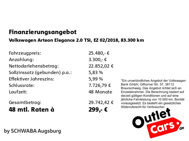 Volkswagen Arteon Elegance 2.0 TSI DSG *PANO*NAVI*ab 299,-€