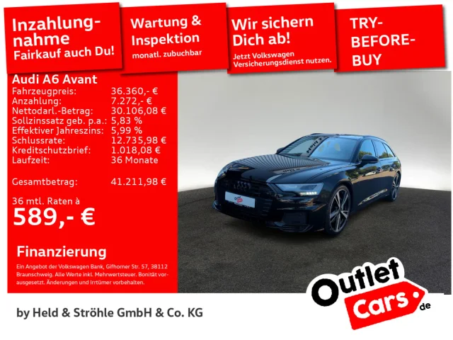 Audi A6 Avant 50 TFSI E Quattro S-Line BLACK LED PANO