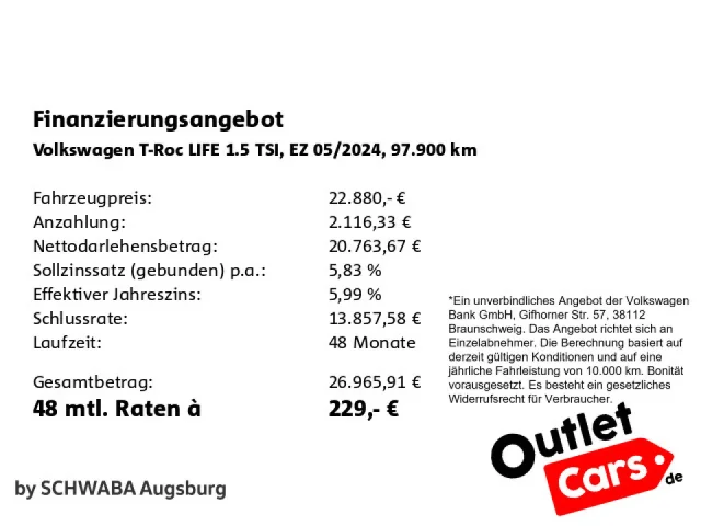 Volkswagen T-ROC Life 1.5 TSI DSG AHK*ACC*R-KAM