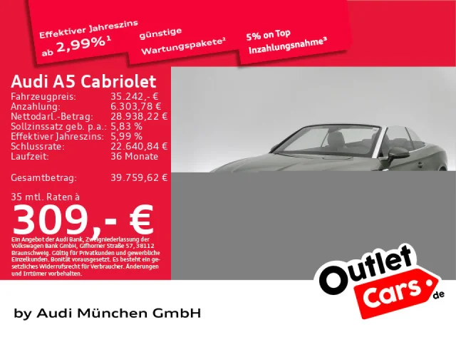 Audi A5 Cabriolet 40 TFSI S Tronic Advanced Virtual/Navi+