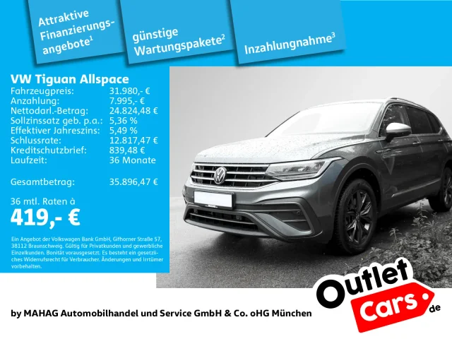 Volkswagen Tiguan Allspace Life 4 Mot 2.0 TSI AHK LED Navi ParkPilot RearView EKlappe App DSG