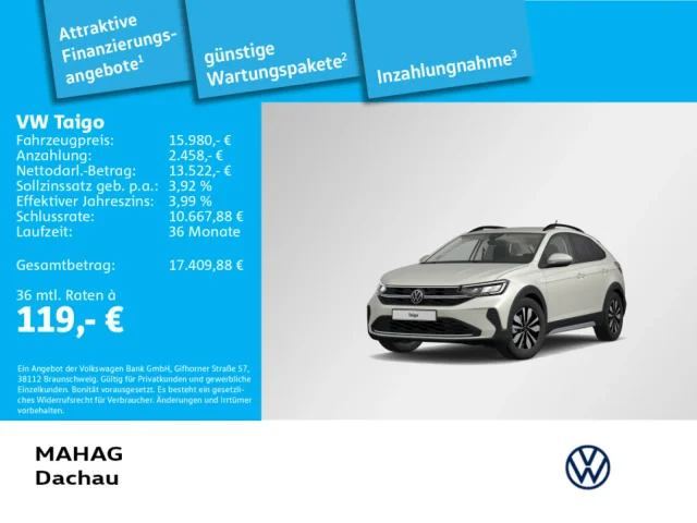 Volkswagen Taigo MOVE 1.0 TSI LED ParkPilot DC Sitzhz App 5-Gang