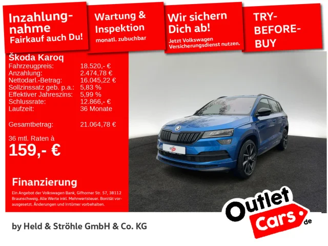 Škoda Karoq Sportline 2.0 TSI DSG 4x4 LED NAVI DAB 19"